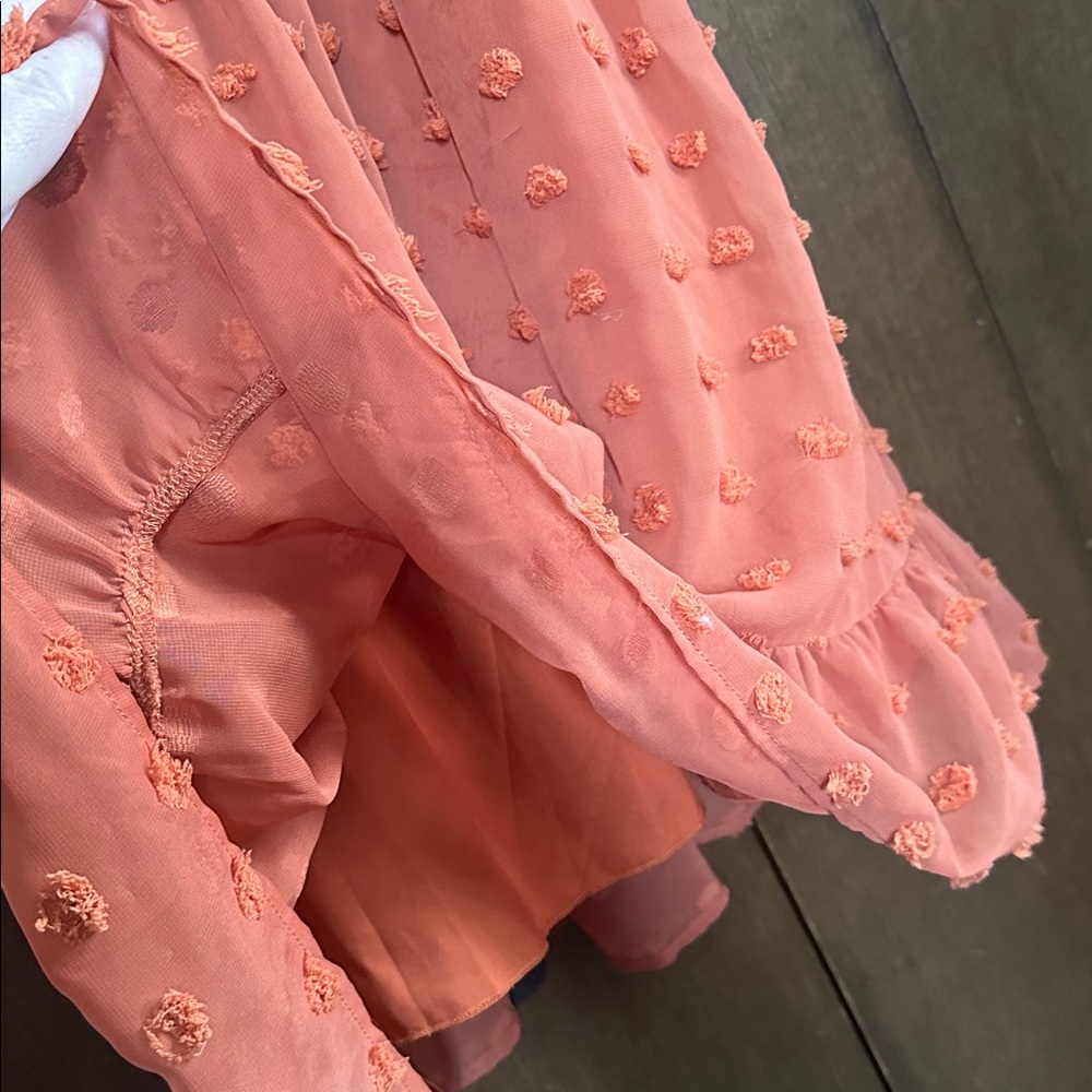 BTFBM Vibrant burnt Orange Textured Dress with lining. Size large. - Picture 3 of 4